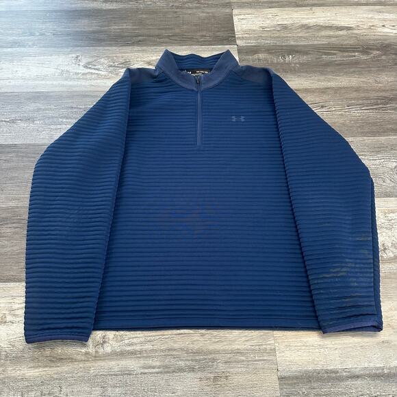 Under Armour Tips‎ Daytona Blue Mens 2XL Loose Cold Gear 1/4 Zip Golfer Sweater - Picture 1 of 10